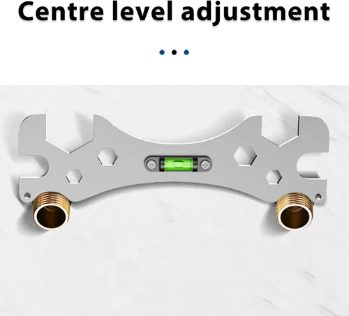 Vista 3 de Jiawu Llave de grifo, llave multifuncional para conexiones de manguera de grifos, llave universal de tuerca con nivel de burbuja, llave de tubo