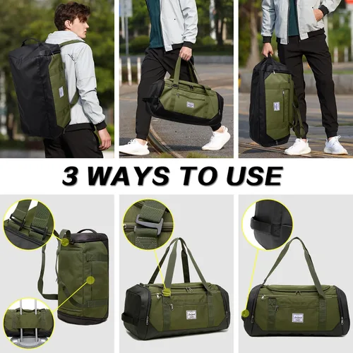 Vista 3 de Laripwit Bolsa de viaje para hombre, 40L, bolsa de gimnasio deportiva mediana con bolsillo para ropa húmeda y compartimento para zapatos, mochila