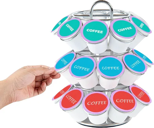 Vista 6 de Restaurantware - Soporte para cápsulas de café de 6.69 x 6.69 x 8.66 pulgadas, organizador de cápsulas de café de hierro para 27 K-Cup, cajón