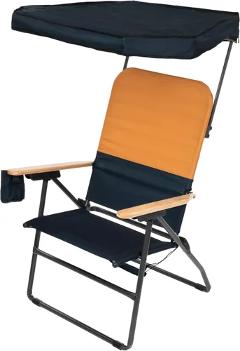 Vista 4 de Camp & GO MaxShade - Silla plegable de gran tamaño para exteriores, color naranja y azul marino
