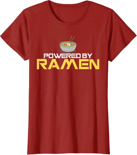 Vista 48 de Camiseta de fideos de anime japoneses Powered By Ramen, Negro, S
