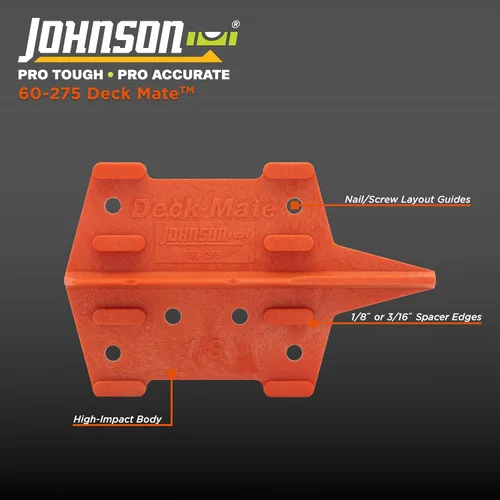 Vista 2 de Johnson Level & Tool 60-275 Deck Mate, herramienta espaciadora para tablas de cubierta, naranja, 1 nivel*