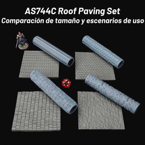 Vista 3 de DND Terrain Texture Roller Set para modelado de espuma – Construye techos