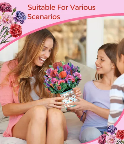 Vista 3 de Tarjeta emergente 3D floral colorida, tarjeta de felicitación de primavera para el día de la madre, Pascua, cumpleaños o aniversarios, tarjeta