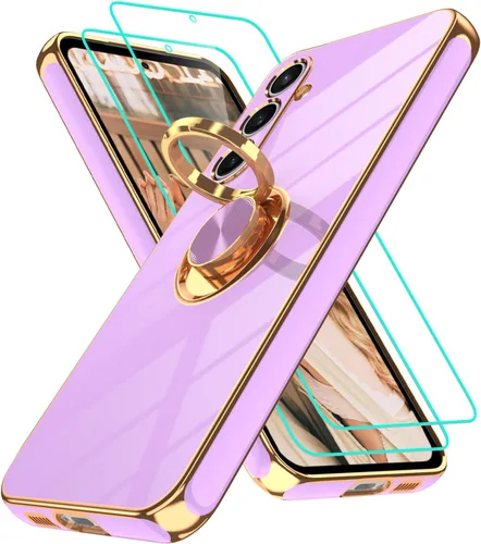 Vista 350 de Funda para Motorola Moto G 5G 2024: Funda Moto G Play 5G 2024 con 2 piezas de protectores de pantalla, soporte de anillo de rotación de 360°