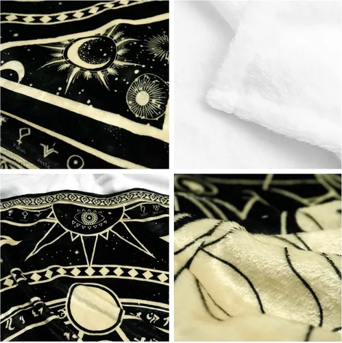 Vista 3 de Manta del Zodiaco Acuario, Regalos del Zodiaco Acuario para Mujeres Constelación Lunar Astrología Decoración Gótica Bruja Manta Suave 60"X50