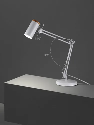 Vista 3 de TORCHSTAR Lámpara de escritorio alta con brazo oscilante con acento de madera, tamaño grande ajustable altura máxima de 31 pulgadas, lámpara