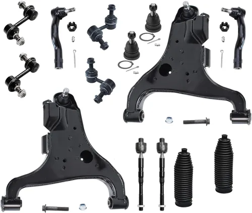 Vista 130 de Detroit Axle - Kit de suspensión frontal de 15 piezas para Jeep Grand Cherokee 99-04 1999 2000 2001 2002 2003 2004, brazos de control superior e