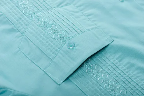Vista 3 de EUMAYA Camisas Guayabera de manga larga para hombre, camisa cubana para hombre