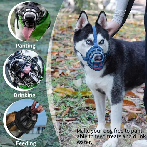Vista 4 de Bozal de cesta de perro BARKLESS para pastor alemán para evitar morder Small Medium Large Dogs, Soft Cage Mouth Cover for Biting Chewing, Allow