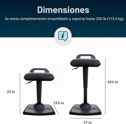 Vista 7 de Vari Active Seat Taburete ergonómico para escritorio de pie, color negro