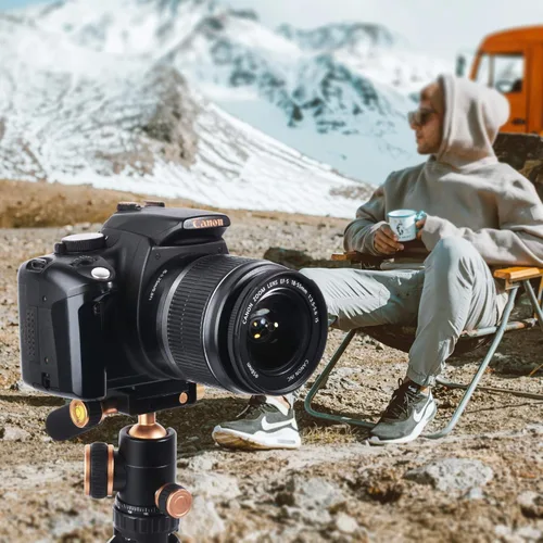 Vista 7 de Cabezal de trípode, cabezal de bola universal de inclinación flexible con placa de liberación rápida, tornillo de 1/4 para cámara DSLR, videocámara