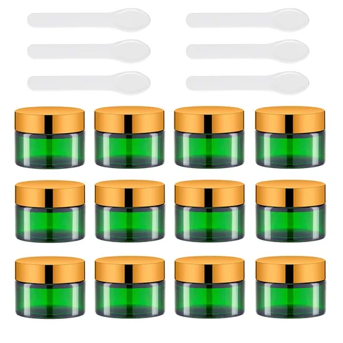 Vista 14 de Lil Ray - Tarros de crema de vidrio vacíos ámbar de 1 onza 12PCS Reusable Round Containers Jars for Facial Cream, Eye Cream with Black Lid, DIY