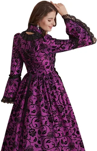 Vista 7 de CountryWomen Vestido de baile rococó para mujer del siglo XVIII, vestido largo gótico victoriano, vestido de baile de máscaras, vestidos temáticos
