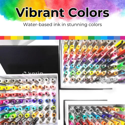 Vista 5 de Karin Brushmarker Pro - Juego de 27 rotuladores de punta de pincel en caja pequeña, mezclables, a base de agua, marcadores de pincel de grado