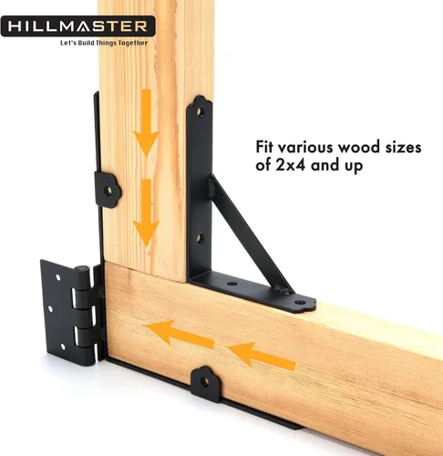 Vista 3 de HILLMASTER Kit de marco de puerta anti hundimiento, soporte de esquina de puerta, hardware de puerta ajustable resistente con pestillo de puerta