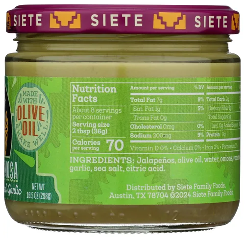 Vista 3 de Siete Family Foods Salsa cremosa de jalapeño, 10.5 onzas