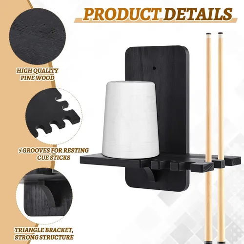 Vista 4 de Soporte de pared para tiza de piscina, 5 cubos, color negro, estilo clásico