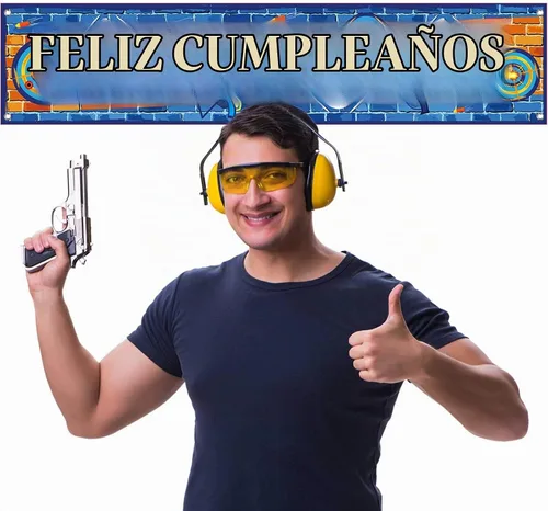 Vista 6 de Cartel de feliz cumpleaños de Dart Battle para decoración de fiestas