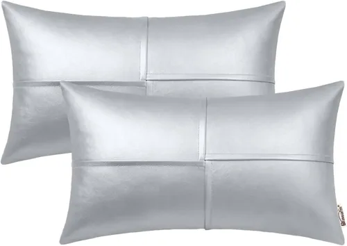 Vista 29 de BRAWARM Fundas de almohada de cuero sintético de 16 x 16 pulgadas, paquete de 2 fundas de almohada de cuero rojo profundo, fundas de almohada