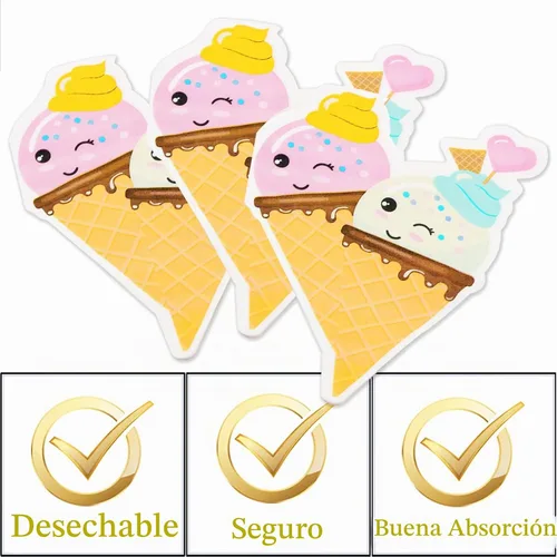 Vista 8 de DYLIVeS 132 piezas de suministros para fiesta de cumpleaños de helado, juego de vajilla desechable para decoración de mesa de fiesta para niña