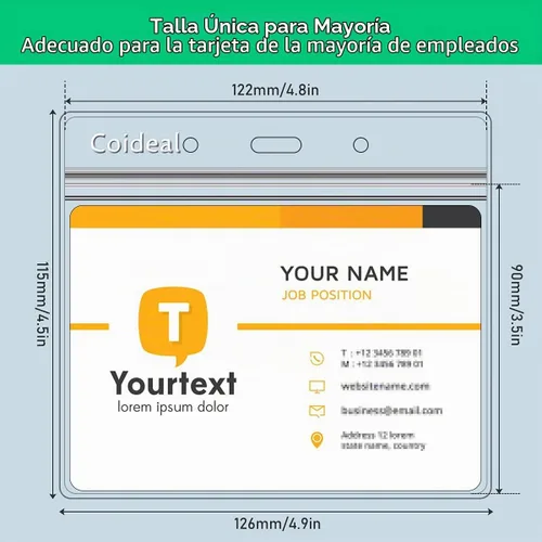 Vista 7 de Coideal - Soporte horizontal de plástico transparente para insignia, 12 unidades, protector grueso para tarjetas de identificación, funda
