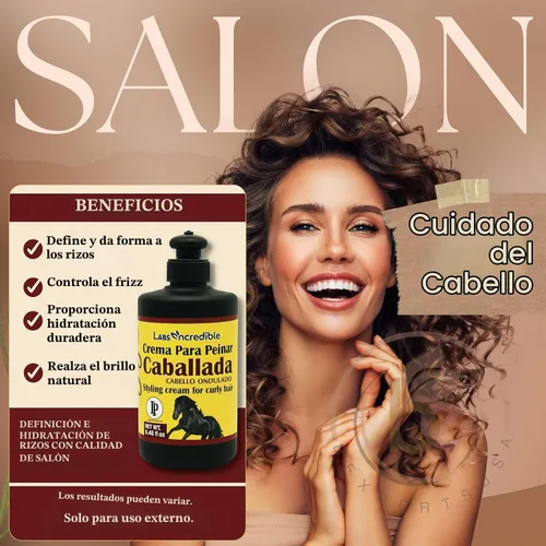 Vista 3 de Champú Caballada paquete de 2 (32.1 fl oz cada uno) + Crema de peinado 8.5 fl oz - Fórmula de cola de caballo y biotina - Cuidado del cabello sin