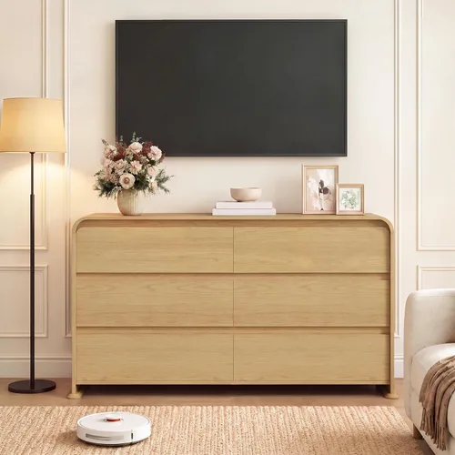 Vista 7 de JUMMICO Cómoda natural para dormitorio, cómoda de madera de 47.2 pulgadas