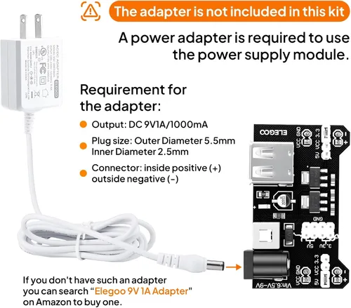 Vista 3 de ELEGOO Kit de diversión electrónica mejorada con módulo de fuente de alimentación, cable de puente, potenciómetro de precisión, placa de prueba