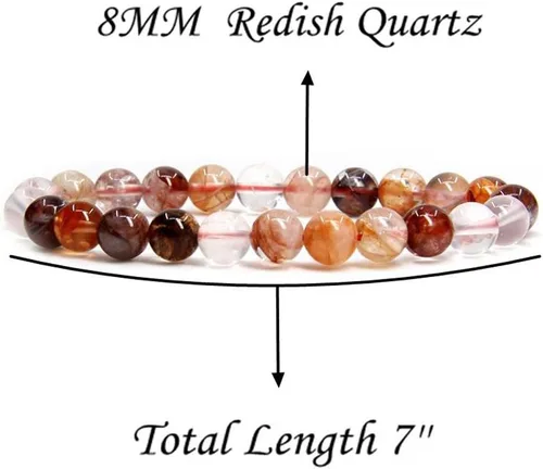 Vista 124 de Amandastone Pulsera elástica de cuentas redondas de 0.315 in con piedras preciosas naturales de 7 pulgadas