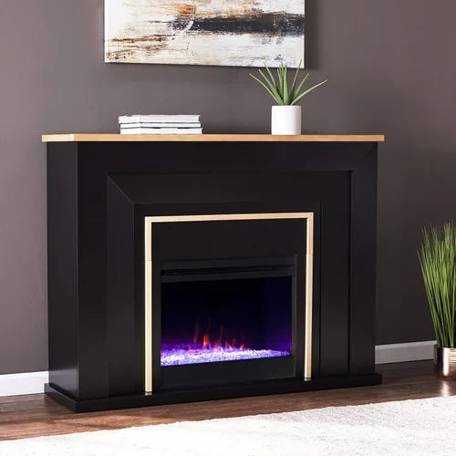 Vista 4 de SEI Furniture Cardington - Chimenea que cambia de color, negro/natural