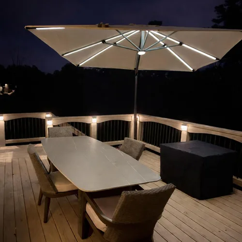 Vista 85 de PURPLE LEAF Sombrilla de patio de 8 pies para exteriores, sombrilla voladiza cuadrada de aluminio con rotación de 360 grados para jardín, terraza