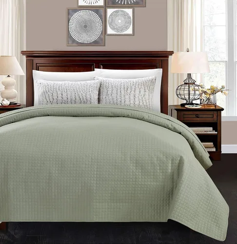 Vista 14 de Alpha Home - Colcha de cama ligera y acolchada, diseño de cuadros., Microfibra, Negro, Full/ Queen