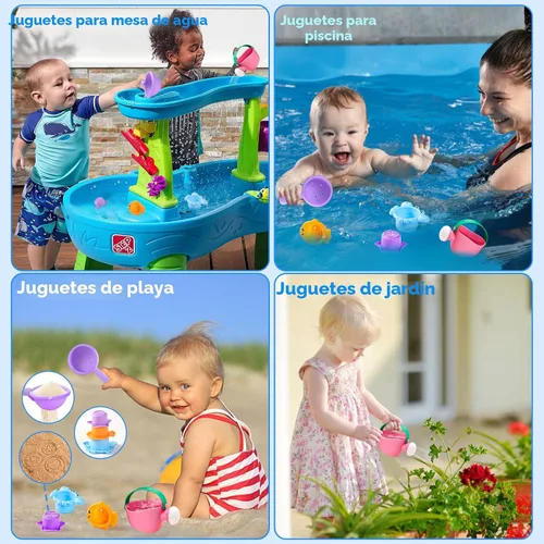 Vista 6 de Fajiabao Juguetes de baño para niños de 1 a 3 años, juego de apilamiento