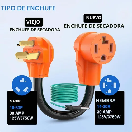 Vista 7 de Nilight Cable adaptador de secadora de 30 amperios a 30 amperios calibre 10 10-30P a 14-30R con cable de tierra