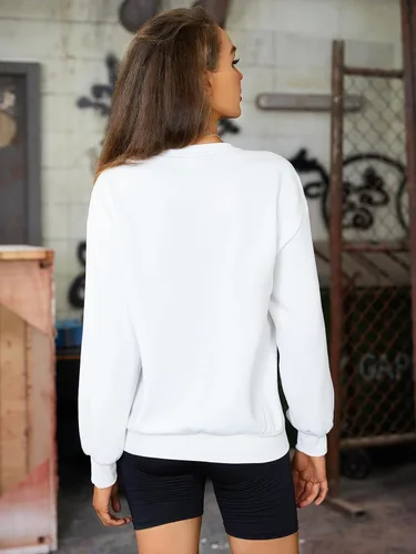 Vista 2 de SweatyRocks Sudadera casual de manga larga con estampado gráfico para mujer