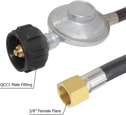 Vista 2 de Hooshing Manguera de propano de 3 pies con regulador, regulador universal de parrilla de gas y reemplazo de manguera para parrilla de gas LP