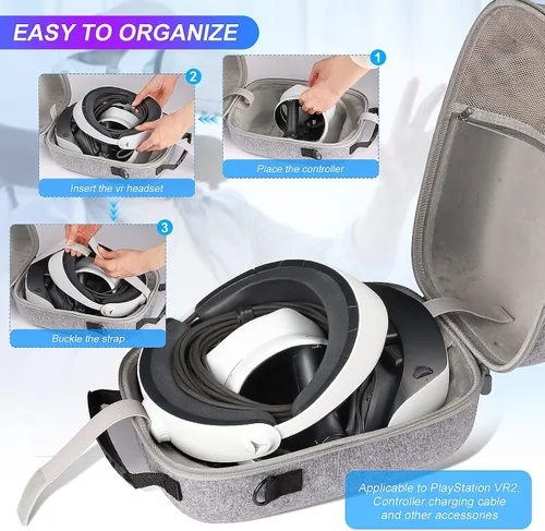 Vista 2 de HuiJuKeJi Hard Carrying Case Compatible with PlayStation VR2 Gaming Headset and Touch Controllers Accessories,Anti-collision Box for PSVR2 with