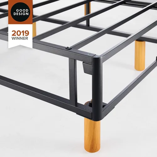 Vista 5 de Colchón Zinus Justina con somier tipo plataforma y patas, Acero Tela Madera, Gris