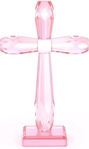 Vista 14 de YWHL Cruz de pie de cristal champagne, regalos religiosos para mujeres y hombres, figuras coleccionables de cruz de Pascua de vidrio hechas a mano