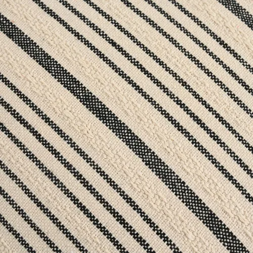 Vista 2 de Fundas de almohada negras de lino para granja, fundas de almohada decorativas a rayas para exteriores, fundas de almohada cuadradas para sofá, cama