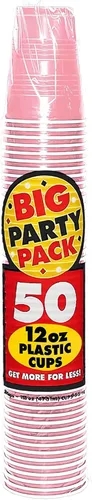 Vista 5 de Amscan Big Party Pack - Vasos de plástico duraderos, 50 unidades (paquete de 1), color rosa