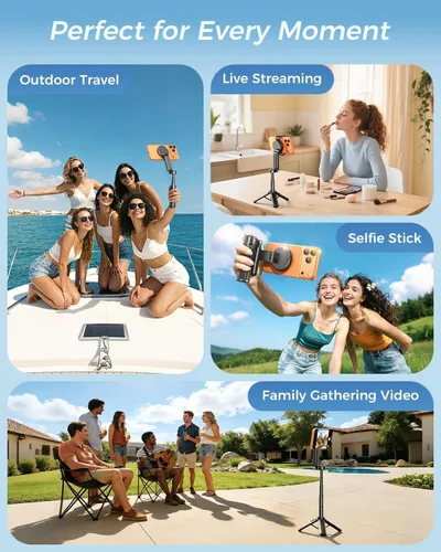 Vista 9 de Trípode magnético para teléfono de 17 pulgadas y palo selfie para iPhone Android, trípode de viaje de 4.5 pulgadas con control remoto inalámbrico