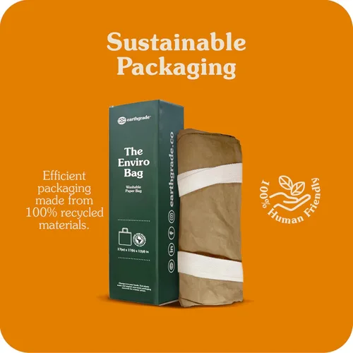 Vista 8 de Reusable Grocery Bag – Large Sustainable Washable Paper Tote with Reinforced Seams. Foldable and Durable.
