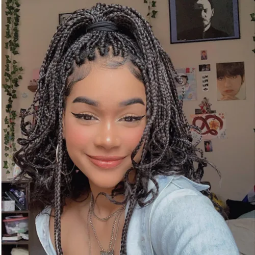 Vista 12 de Trenzas de caja Goddess de 150 hebras, cabello rizado de 8 pulgadas, trenzas de ganchillo pretrenzadas, trenzas de ganchillo pretrenzadas, trenzas