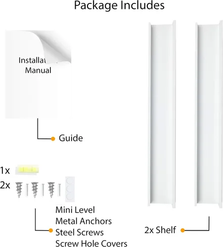 Vista 10 de Wallniture Denver - Estantería de pared blanca de 34 pulgadas para habitación de niños, estantes flotantes de pared para decoración de guardería