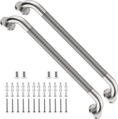 Vista 58 de Barra de agarre para ducha negra de 12 pulgadas con agarre de goma antideslizante, ZUEXT Barra de agarre para baño de acero inoxidable, Barra