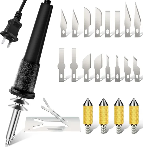 Vista 4 de Kit de herramienta de cuchillo caliente eléctrico Honoson de 22 piezas incluye cuchillo calefactado, cortador de plástico con 16 cuchillas
