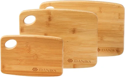 Vista 9 de Daniks Tabla de cortar de bambú de 9 x 6 pulgadas (pequeña), extra gruesa y resistente, con orificio para colgar, previamente engrasada, respetuosa