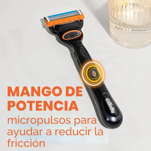 Vista 4 de Gillette Fusion5 Power Razor para hombres, 1 mango de maquinilla de afeitar Gillette Power + 1 repuesto de cuchilla